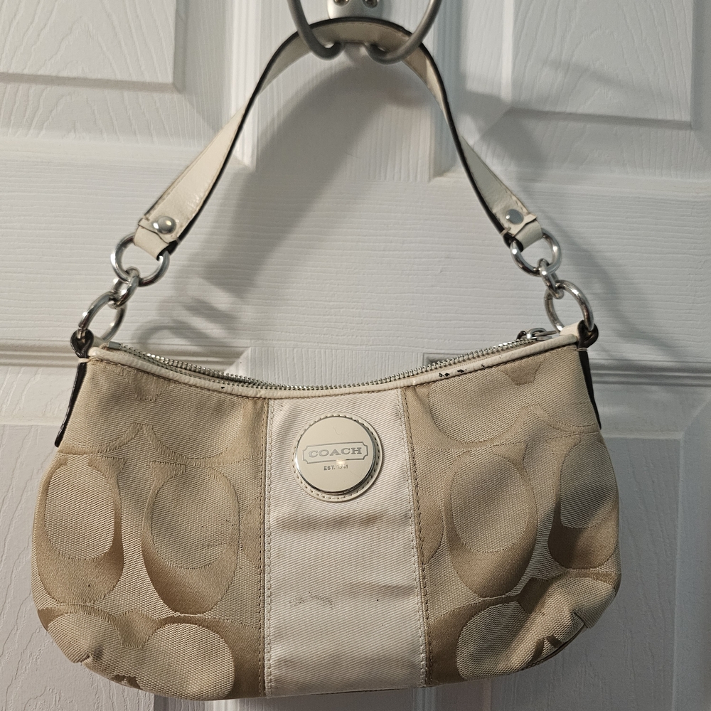 Coach Signature Demi Beige Shoulder Bag